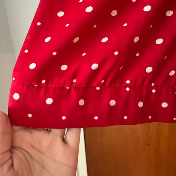 The Limited Scarlet Sheer Blouse with Ivory Polka Dots and Front Tie - Picture 3 of 8